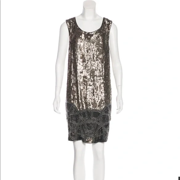 All Saints | Dresses | All Saints Gold Black Dominika Metallic Sequin Beaded  Sleeveless Mini B63 | Poshmark